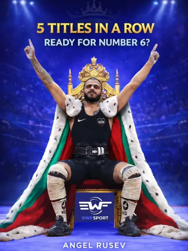 Колаж на Ангел Русев, седнал на трон