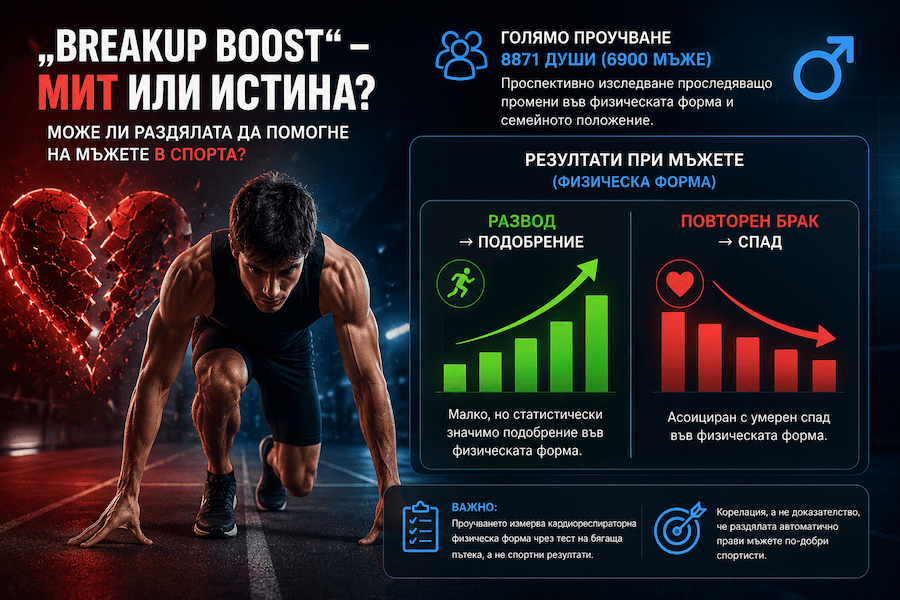 Инфографика за Breakup Boost – проучване показва връзка между раздялата и физическата форма при мъжете