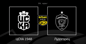 Колаж с логата на отборите на ЦСКА 1948 и Лудогорец