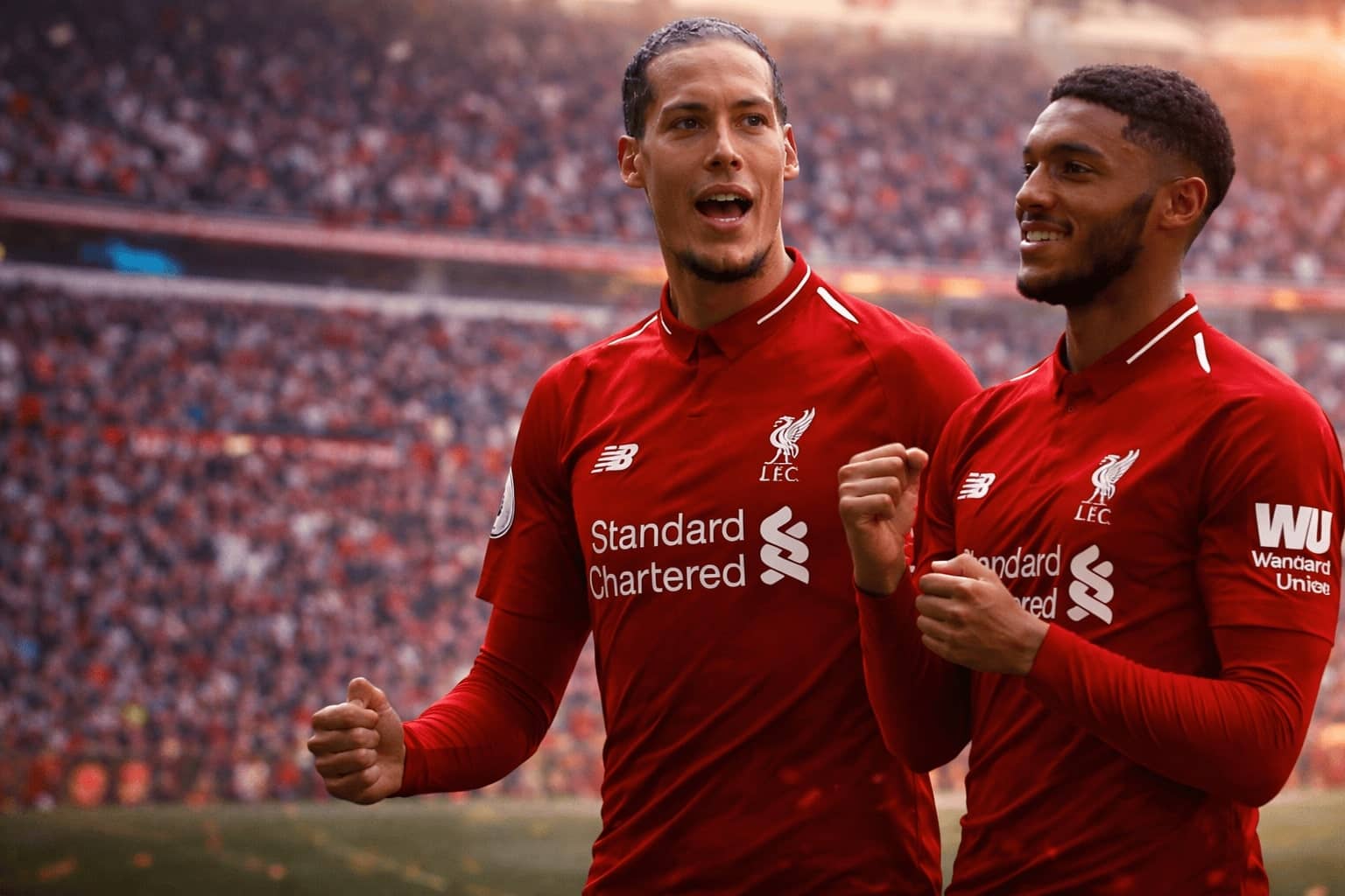 Ван Дайк и Гомес по време на мач на Ливърпул във Висшата лига 2025–26